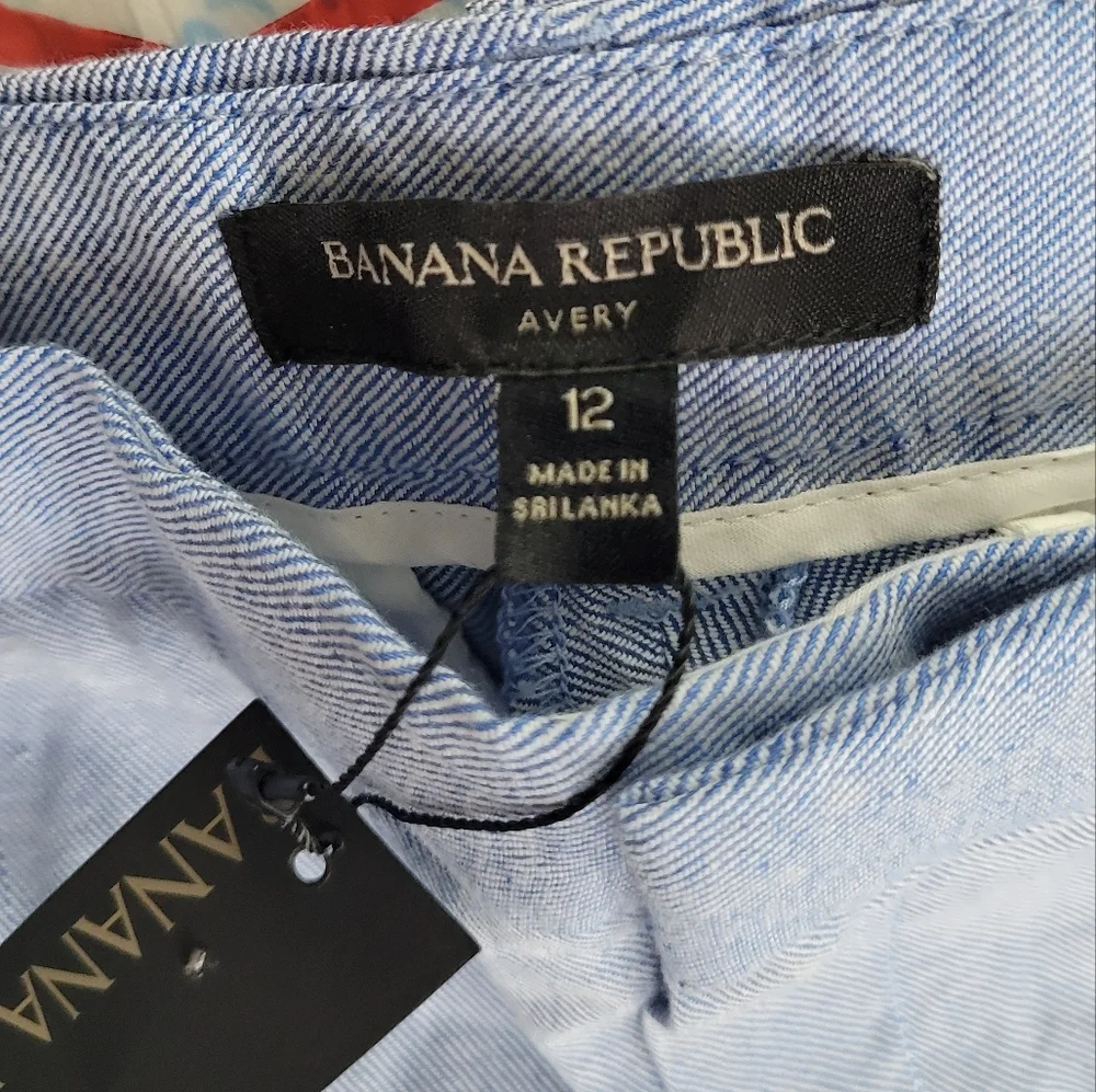 Banana Republic Linen Blend Avery Pants Chambray Blue Size 12